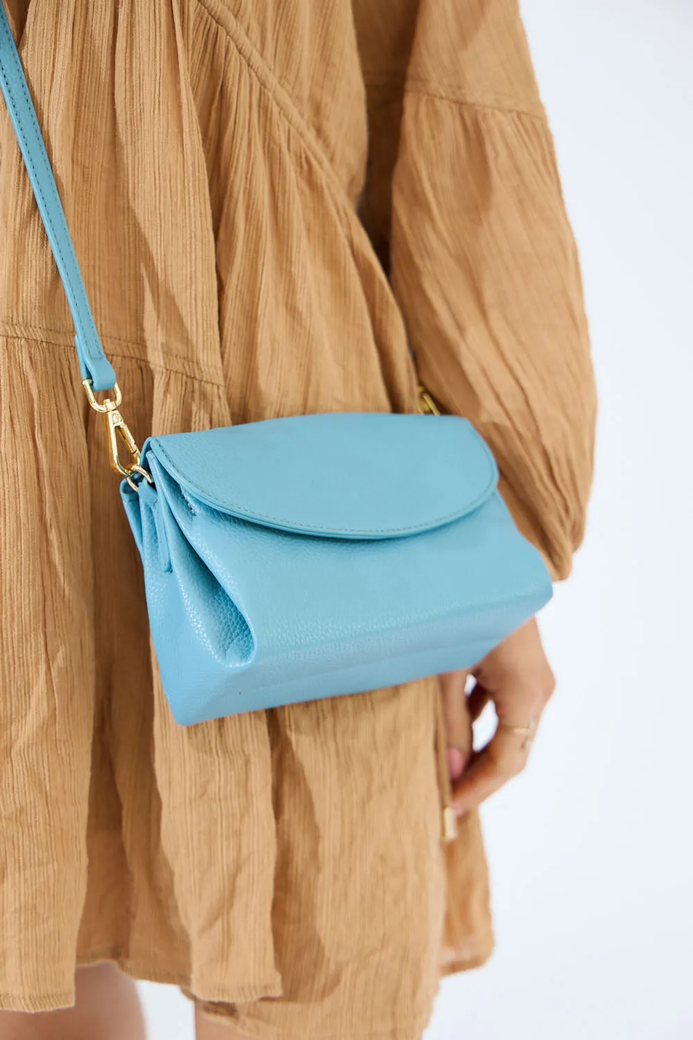 Vegan PU Leather Malibu Crossbody - Sky Blue