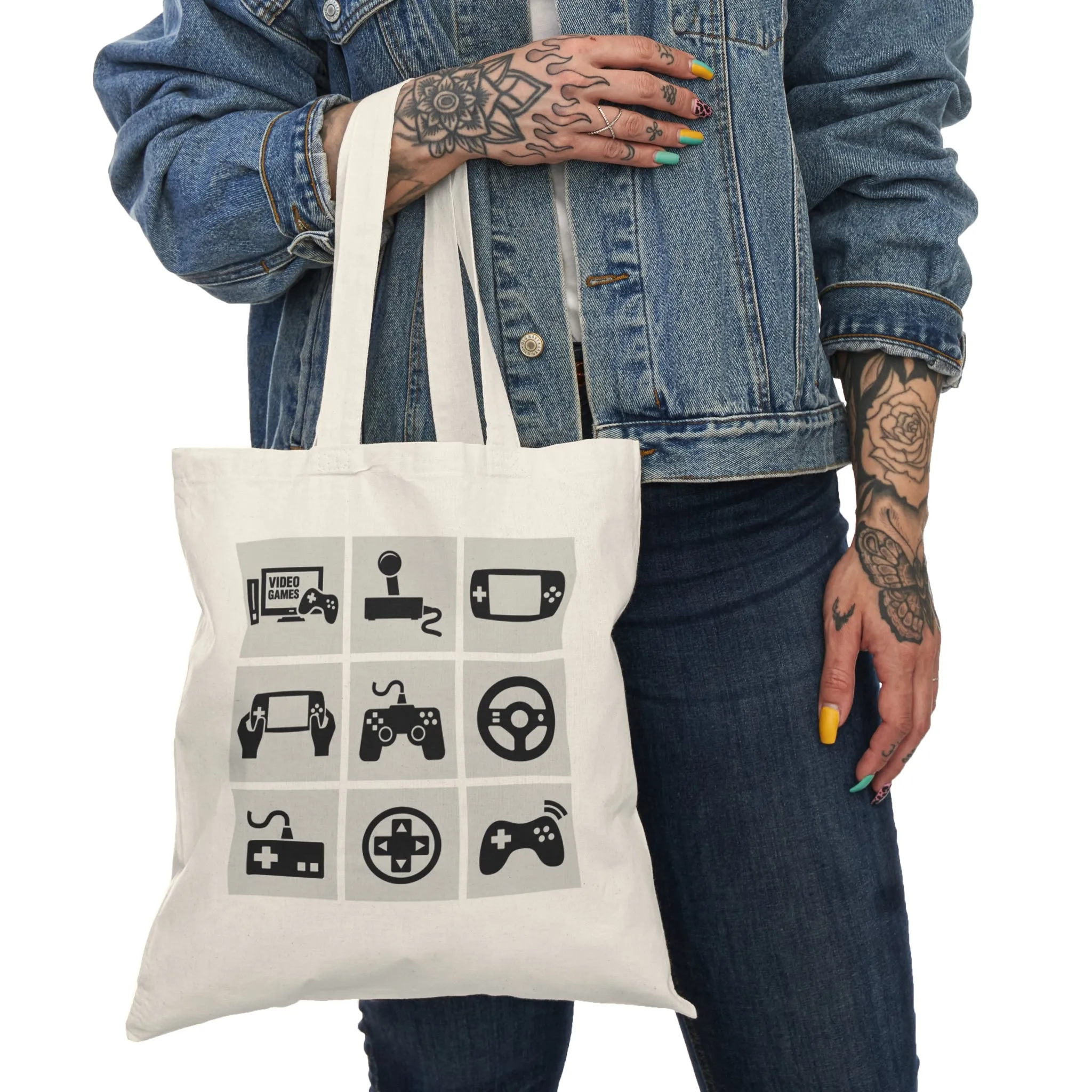 Video Games - Natural Tote Bag ~ Sharon Dawn Collection